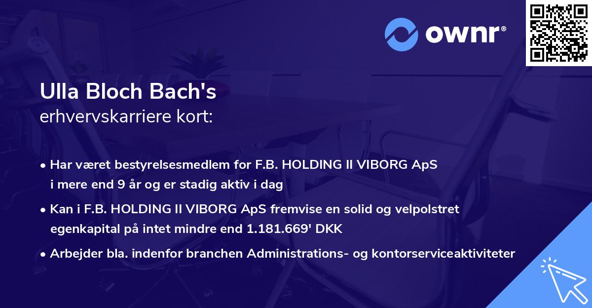 Ulla Bloch Bach's erhvervskarriere kort