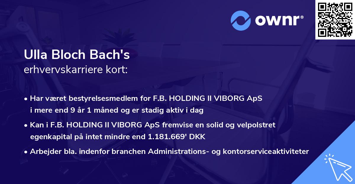 Ulla Bloch Bach's erhvervskarriere kort