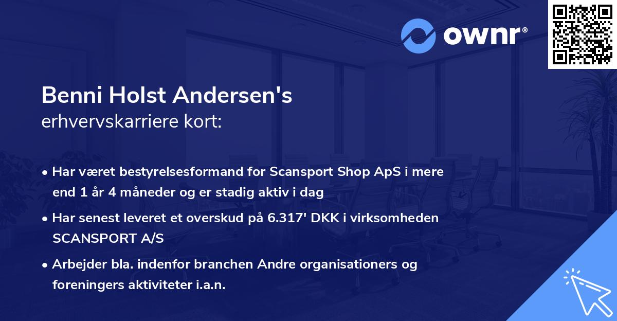 Benni Holst Andersen's erhvervskarriere kort