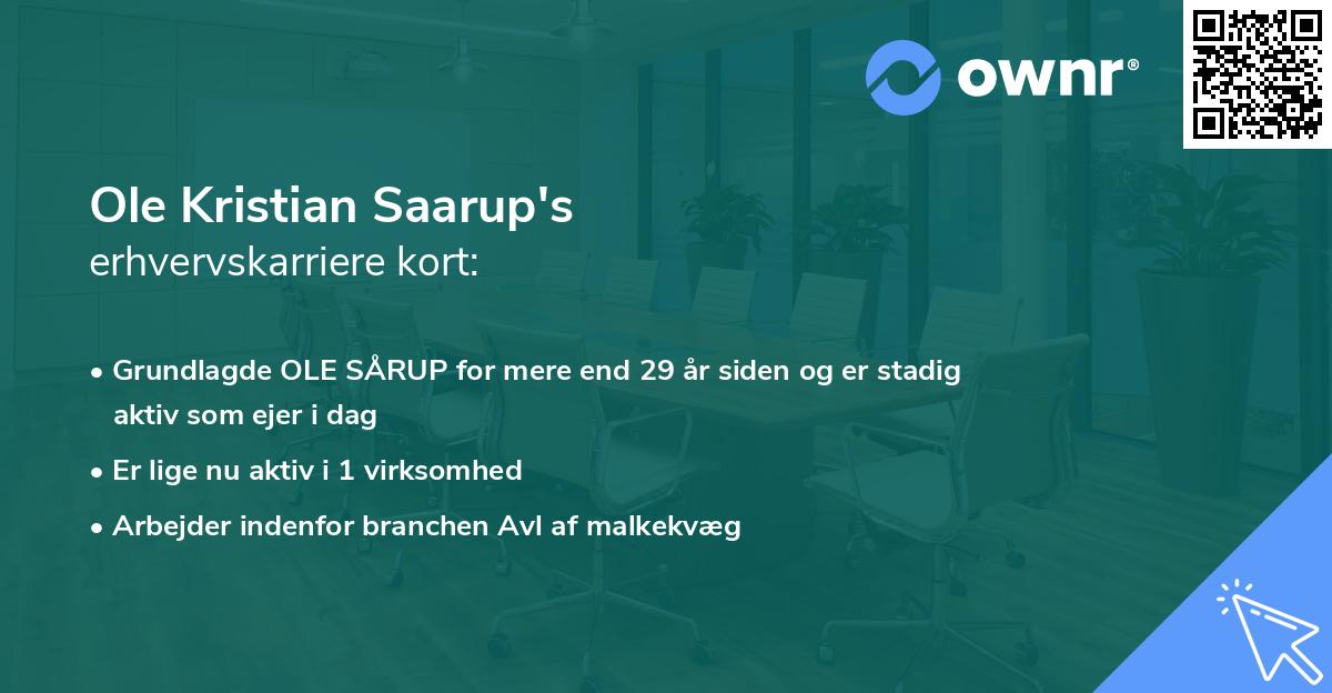Ole Kristian Saarup's erhvervskarriere kort