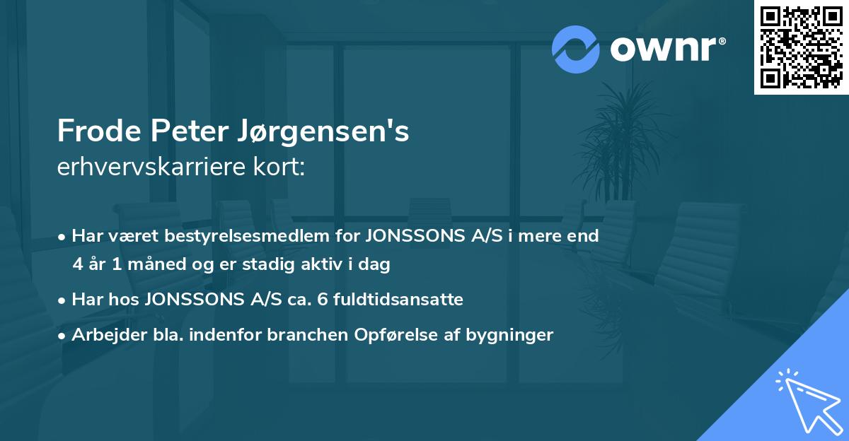 Frode Peter Jørgensen's erhvervskarriere kort