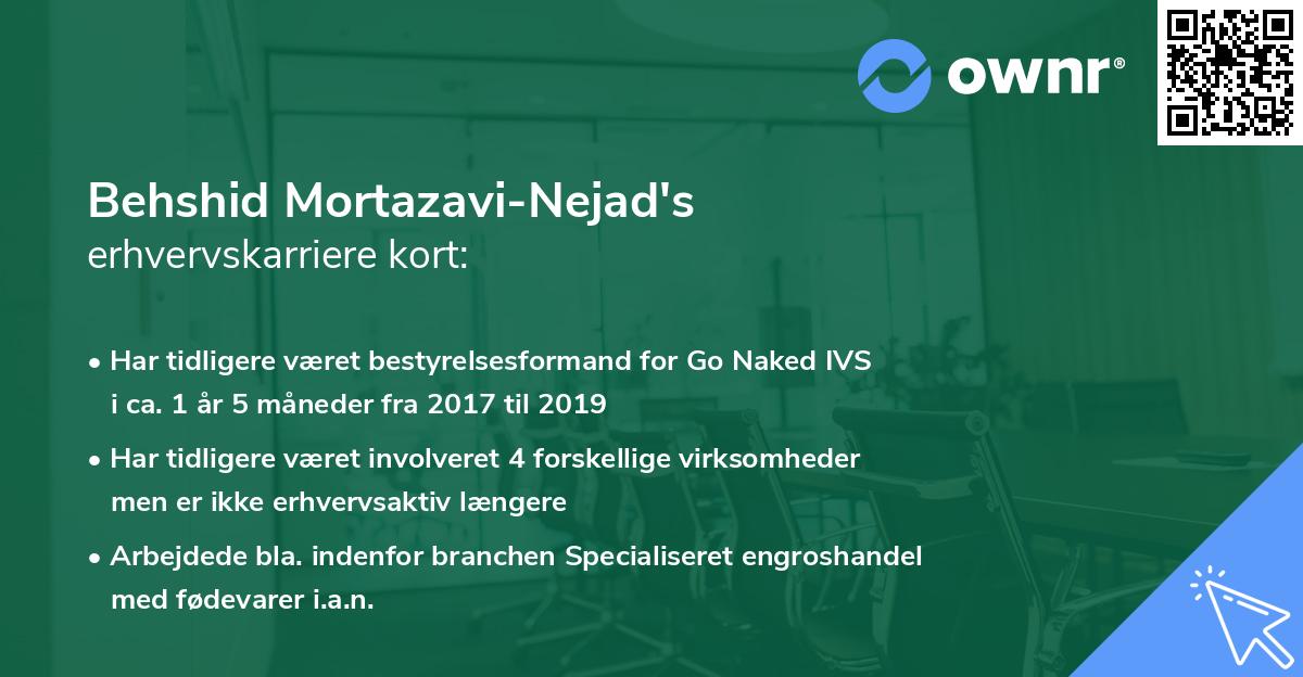 Behshid Mortazavi-Nejad's erhvervskarriere kort