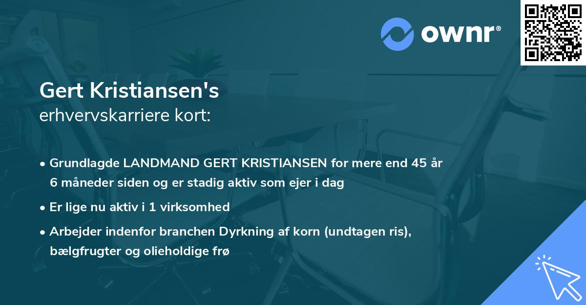 Gert Kristiansen's erhvervskarriere kort