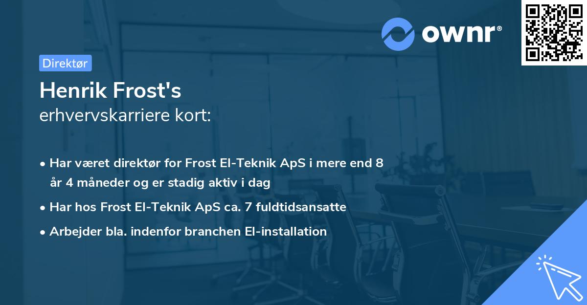 Henrik Frost's erhvervskarriere kort