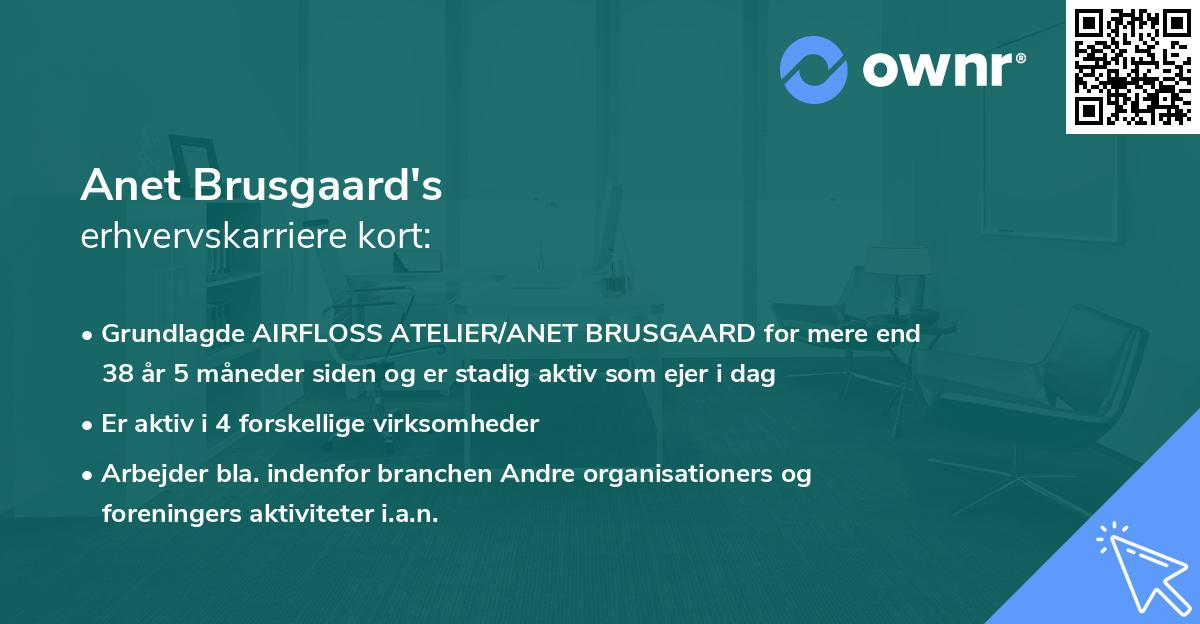 Anet Brusgaard's erhvervskarriere kort
