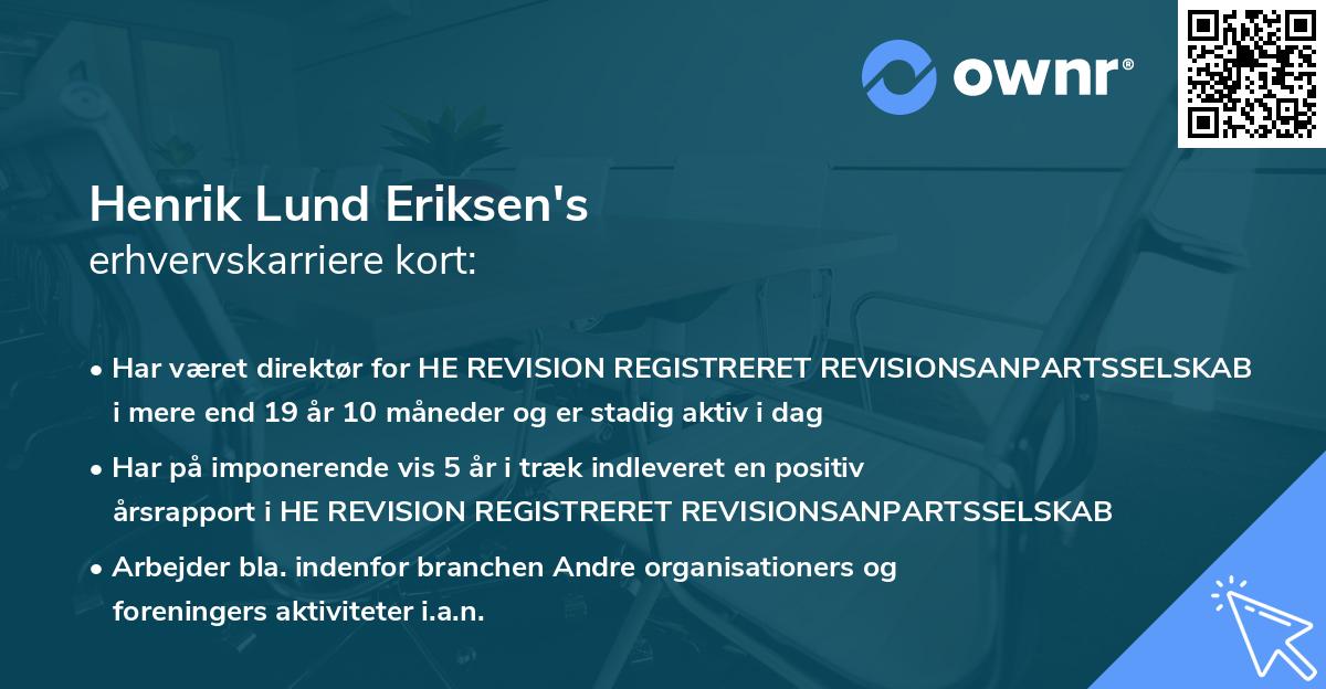 Henrik Lund Eriksen's erhvervskarriere kort