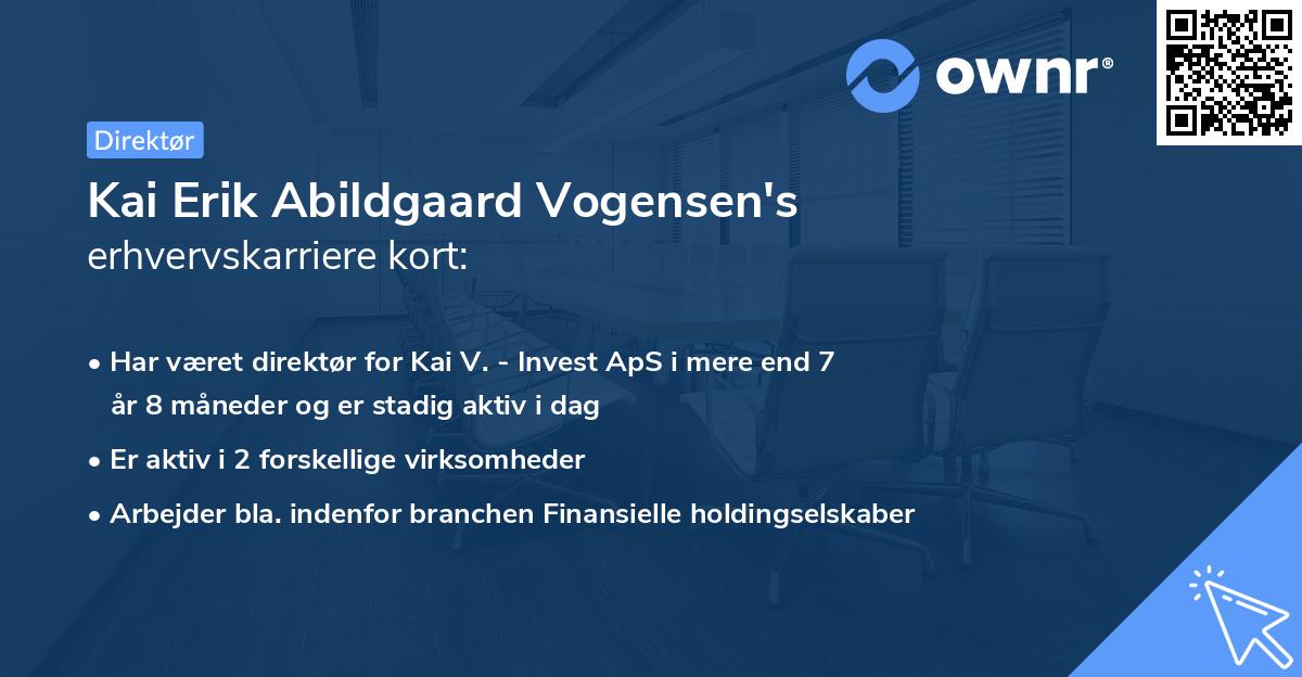 Kai Erik Abildgaard Vogensen's erhvervskarriere kort