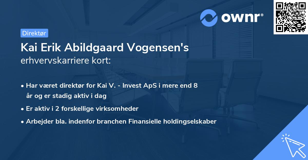 Kai Erik Abildgaard Vogensen's erhvervskarriere kort