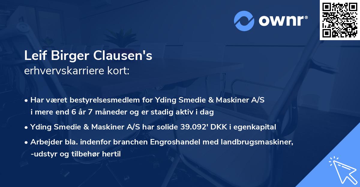 Leif Birger Clausen's erhvervskarriere kort