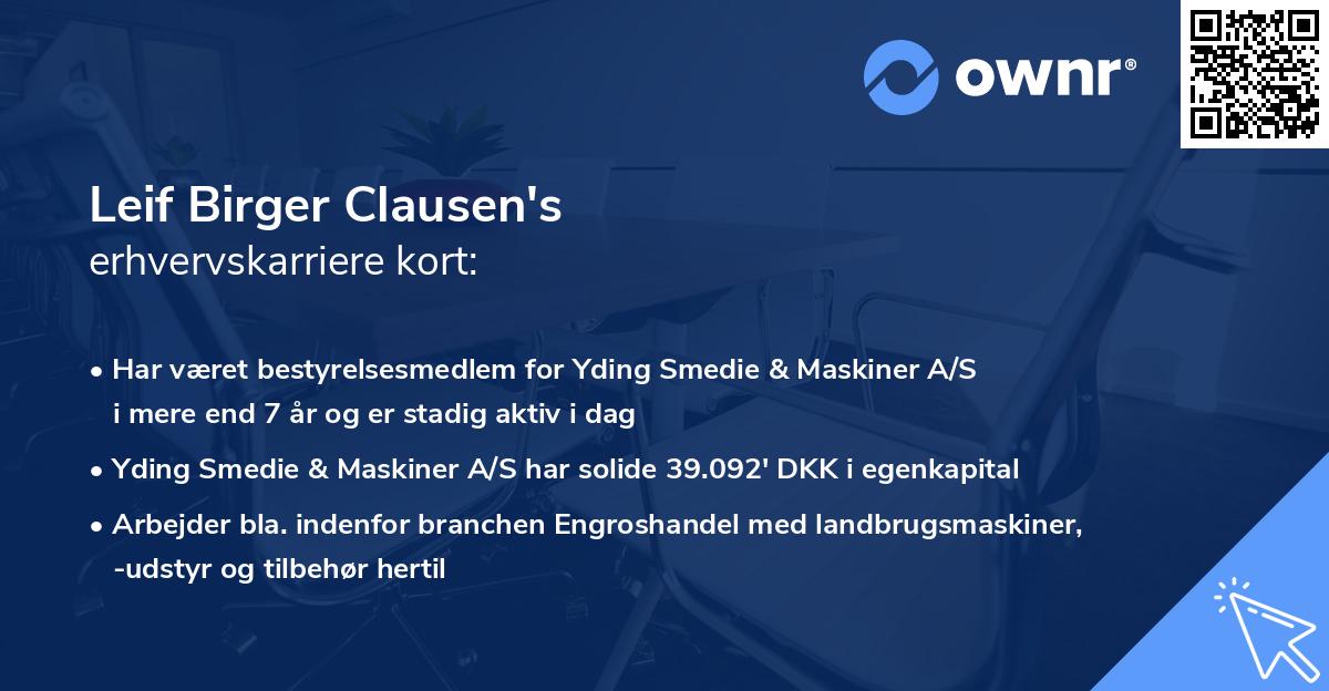 Leif Birger Clausen's erhvervskarriere kort