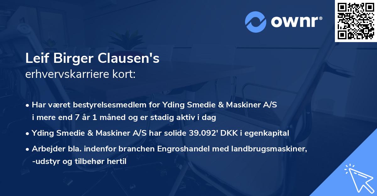 Leif Birger Clausen's erhvervskarriere kort