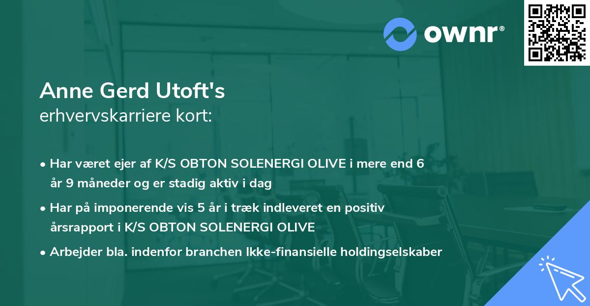 Anne Gerd Utoft's erhvervskarriere kort
