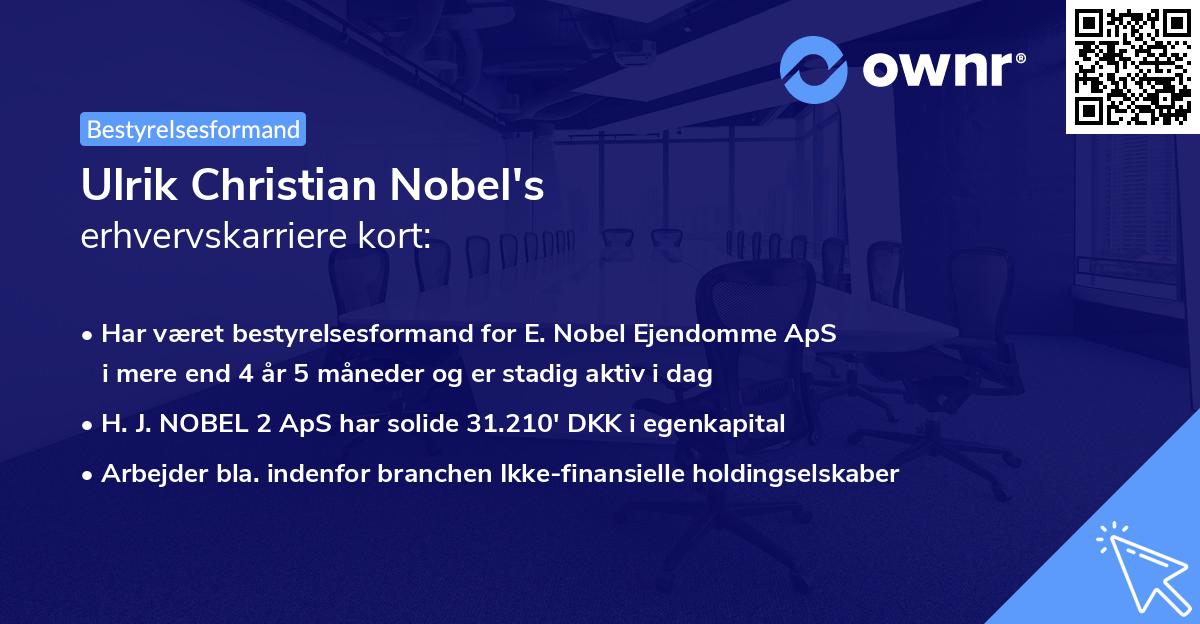 Ulrik Christian Nobel's erhvervskarriere kort