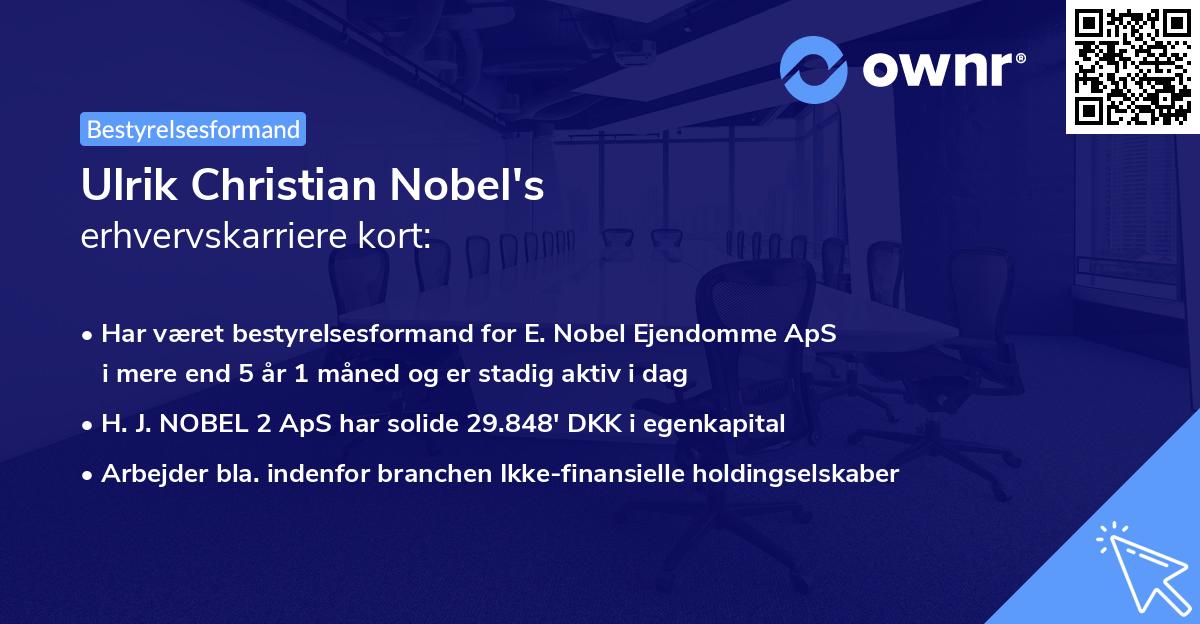 Ulrik Christian Nobel's erhvervskarriere kort