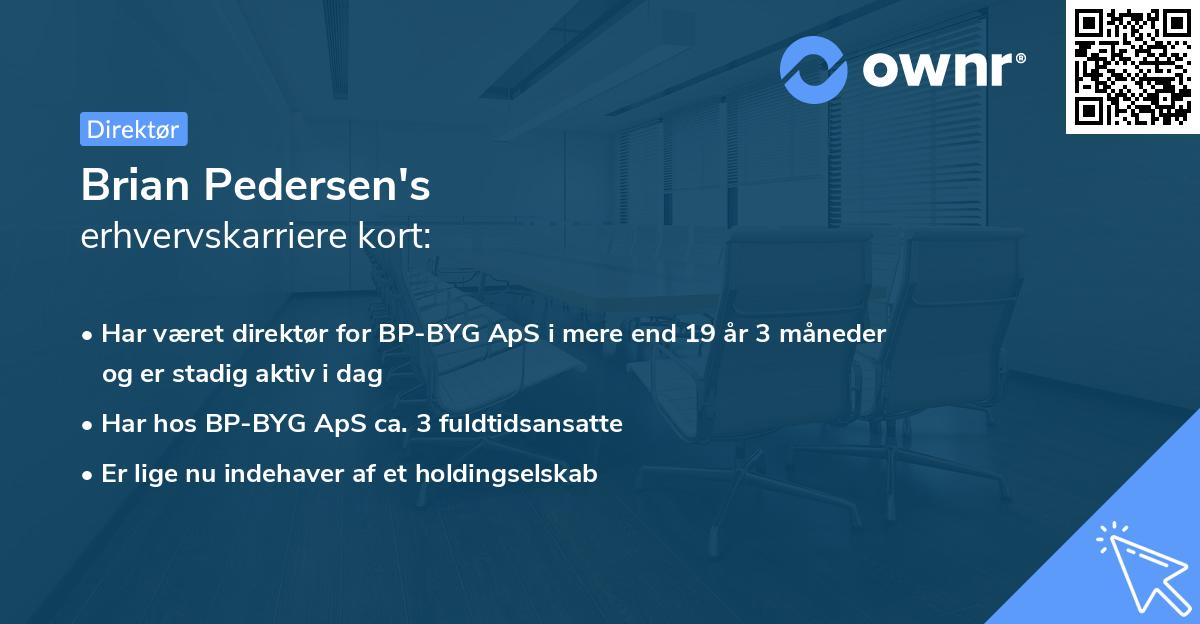 Brian Pedersen's erhvervskarriere kort