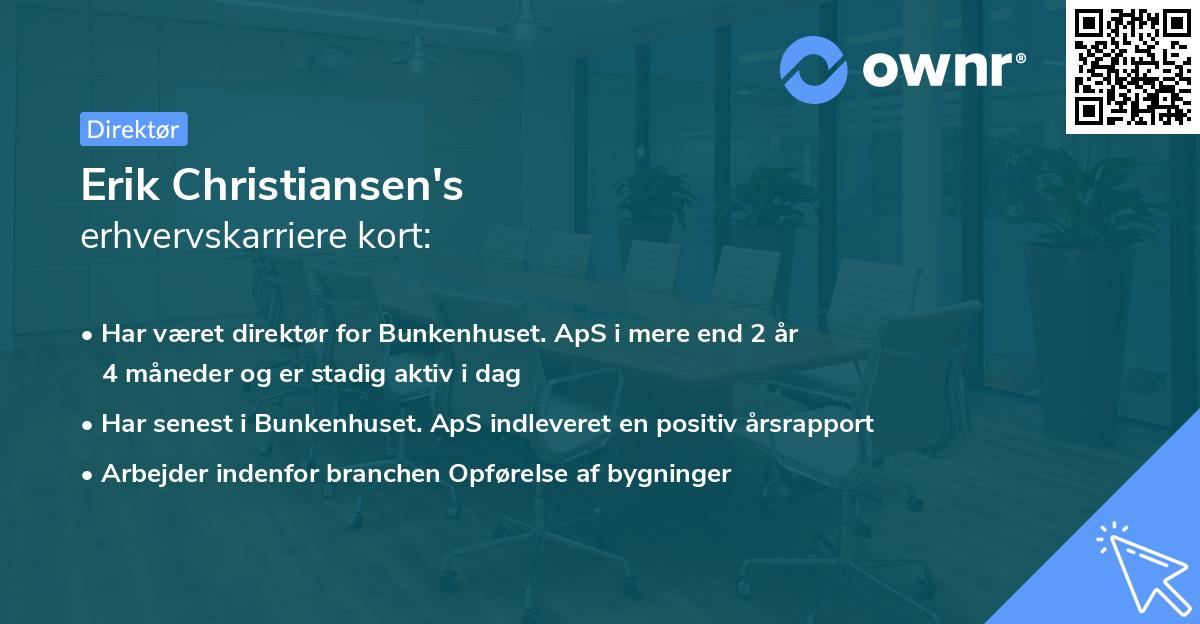 Erik Christiansen's erhvervskarriere kort