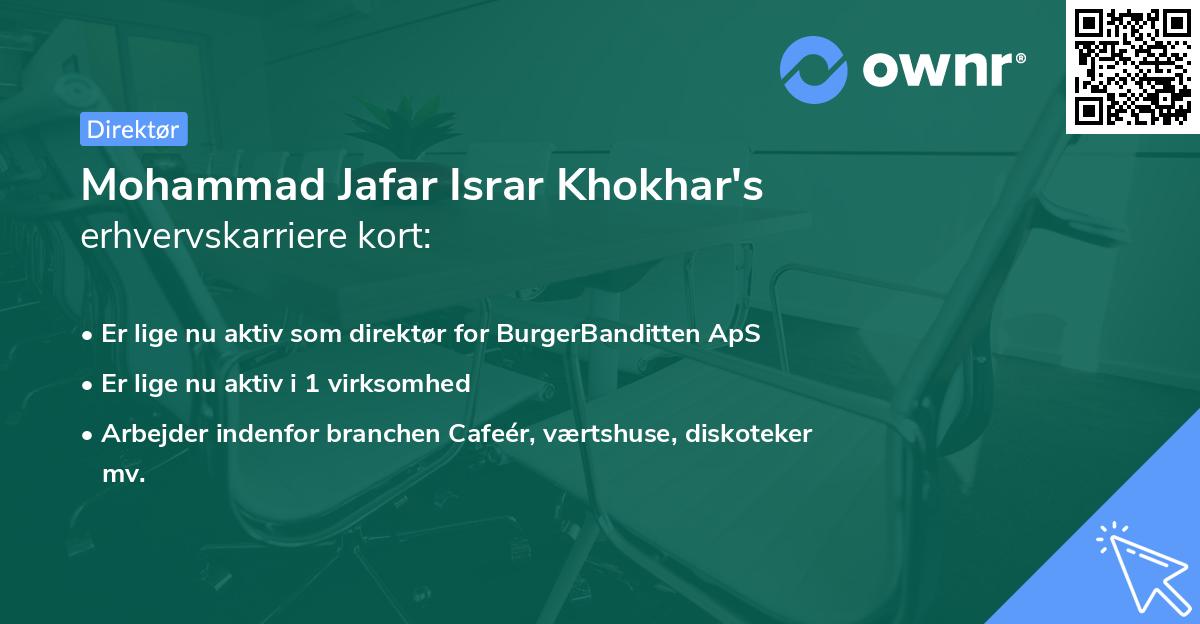 Mohammad Jafar Israr Khokhar's erhvervskarriere kort