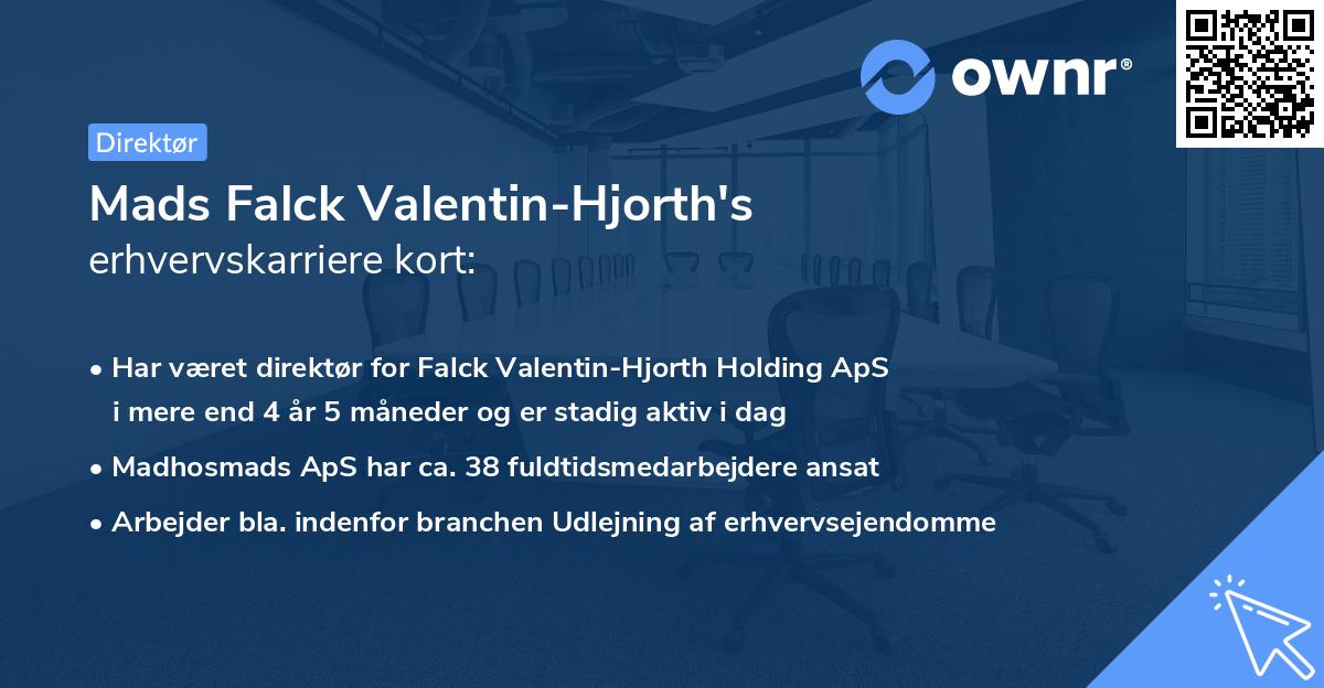 Mads Falck Valentin-Hjorth's erhvervskarriere kort