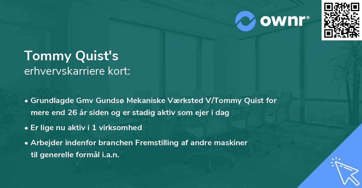 Tommy Quist's erhvervskarriere kort