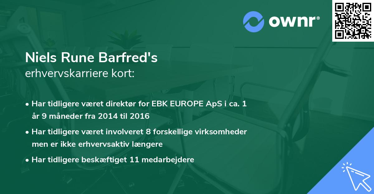 Niels Rune Barfred's erhvervskarriere kort