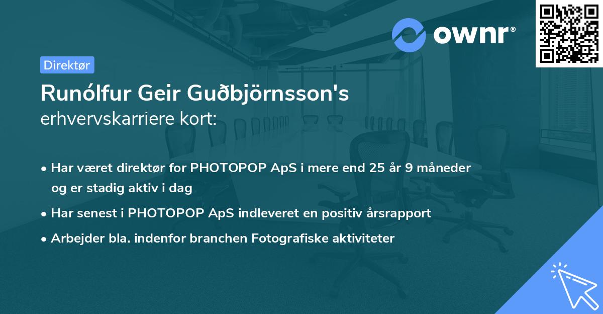 Runólfur Geir Guðbjörnsson's erhvervskarriere kort