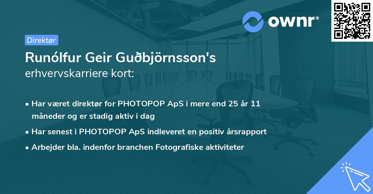 Runólfur Geir Guðbjörnsson's erhvervskarriere kort