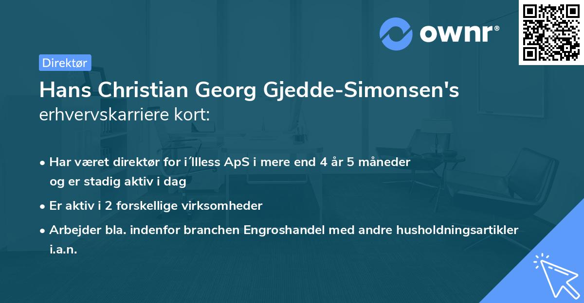 Hans Christian Georg Gjedde-Simonsen's erhvervskarriere kort