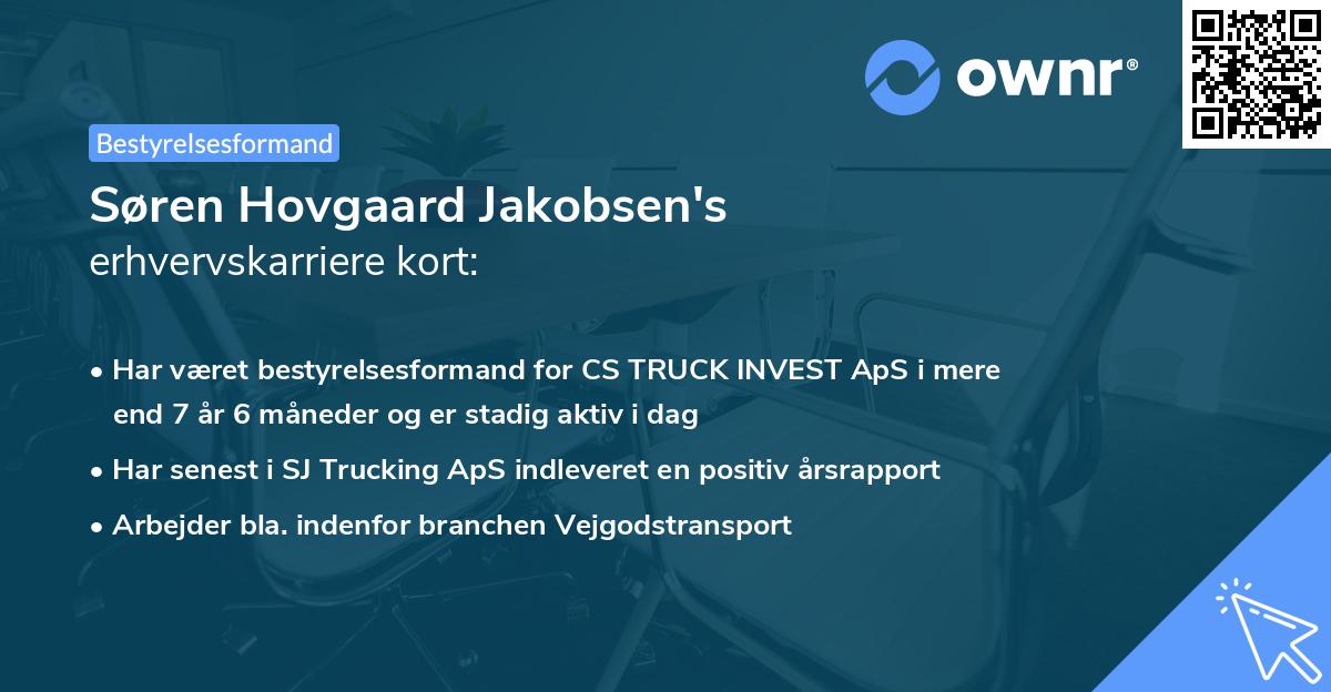 Søren Hovgaard Jakobsen's erhvervskarriere kort
