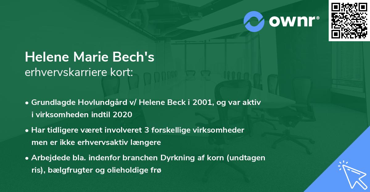 Helene Marie Bech's erhvervskarriere kort