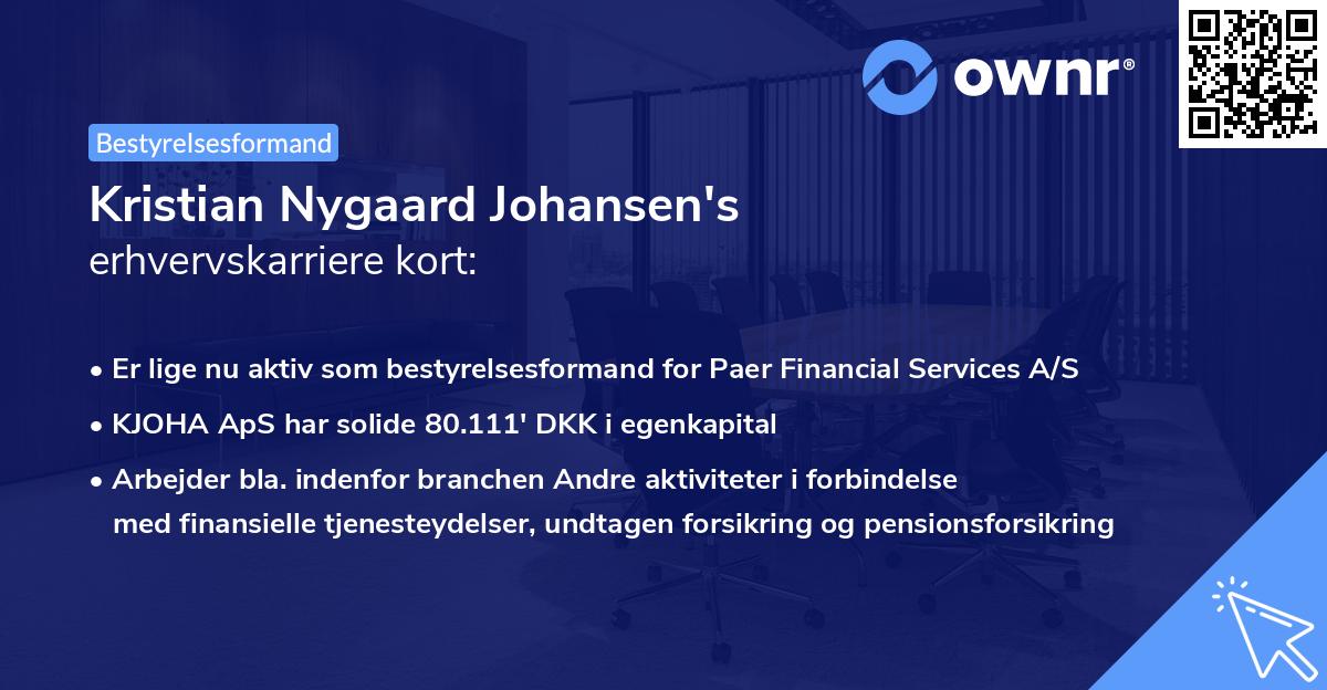 Kristian Nygaard Johansen's erhvervskarriere kort