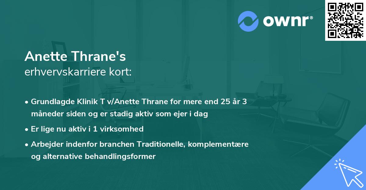 Anette Thrane's erhvervskarriere kort