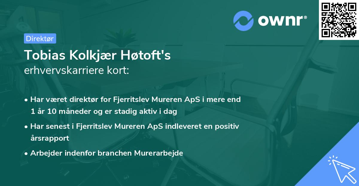 Tobias Kolkjær Høtoft's erhvervskarriere kort