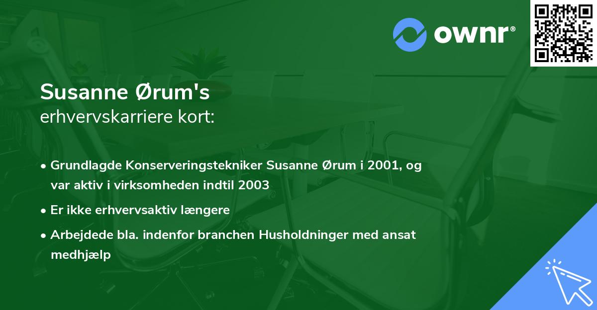 Susanne Ørum's erhvervskarriere kort