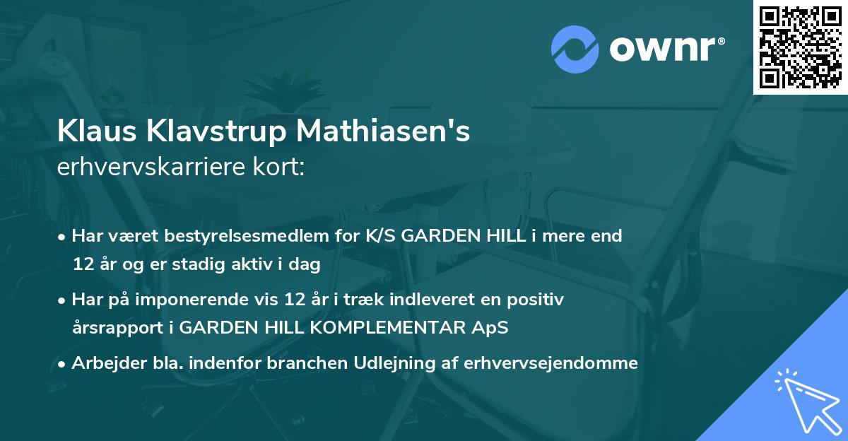 Klaus Klavstrup Mathiasen's erhvervskarriere kort