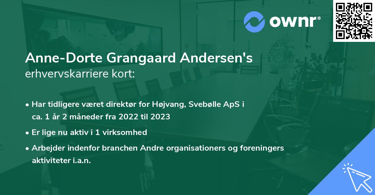 Anne-Dorte Grangaard Andersen's erhvervskarriere kort