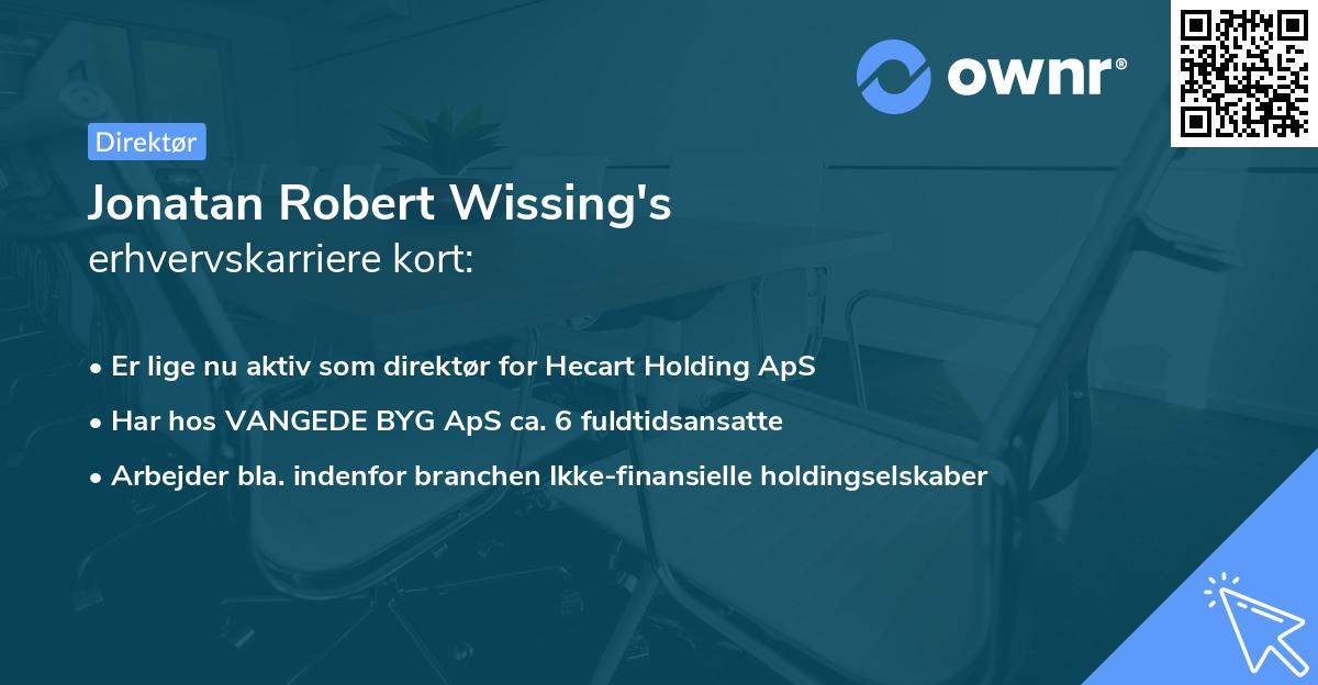 Jonatan Robert Wissing's erhvervskarriere kort