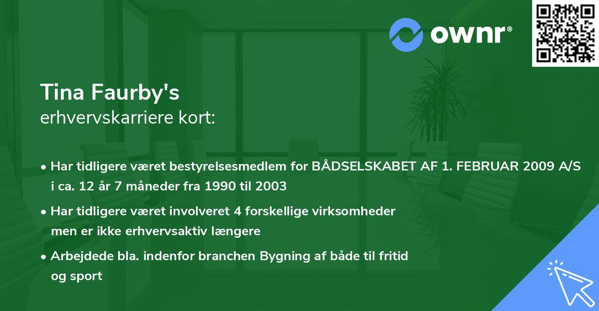 Tina Faurby's erhvervskarriere kort