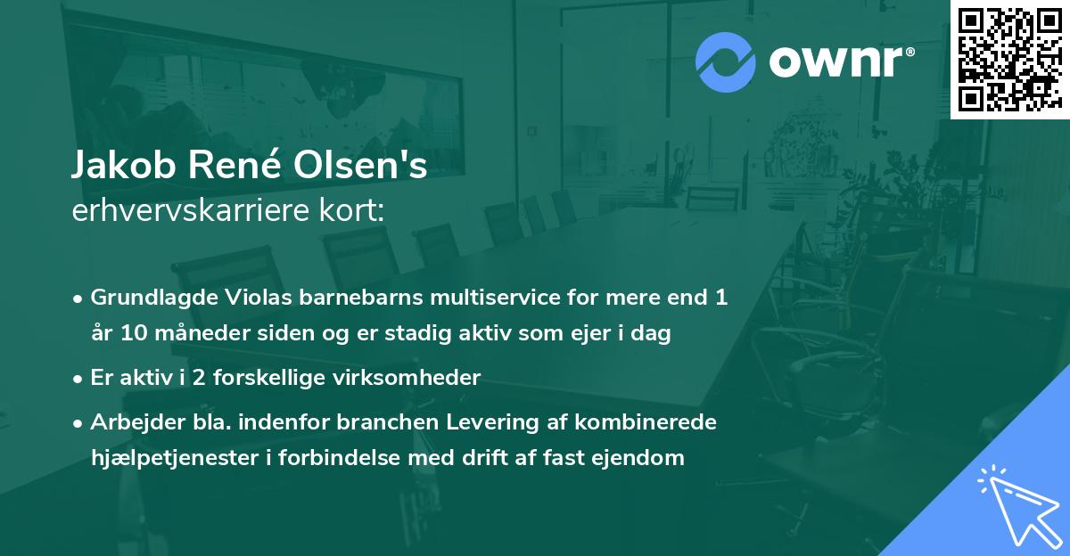 Jakob René Olsen's erhvervskarriere kort