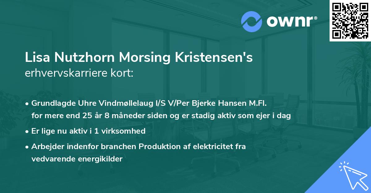 Lisa Nutzhorn Morsing Kristensen's erhvervskarriere kort