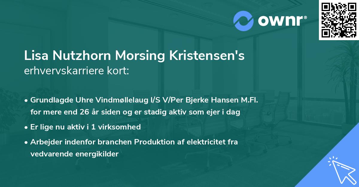 Lisa Nutzhorn Morsing Kristensen's erhvervskarriere kort