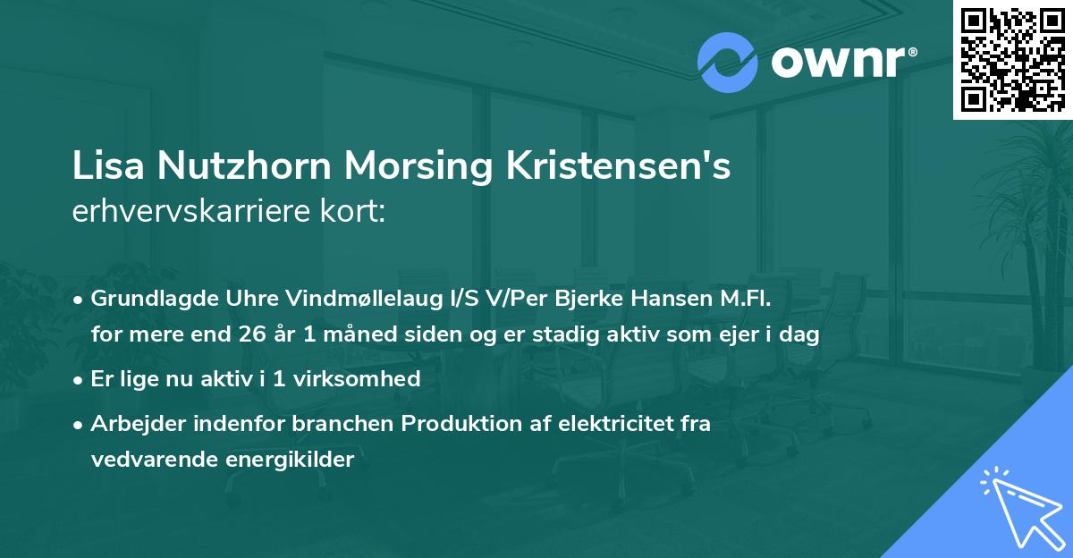 Lisa Nutzhorn Morsing Kristensen's erhvervskarriere kort