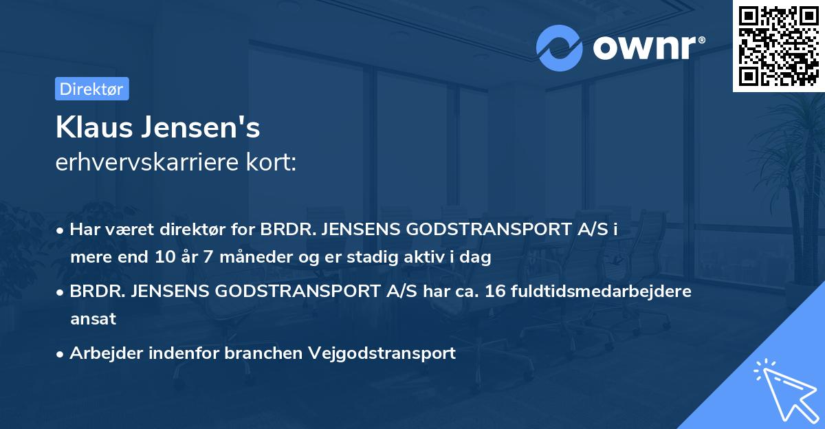 Klaus Jensen's erhvervskarriere kort