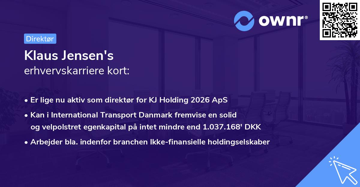 Klaus Jensen's erhvervskarriere kort