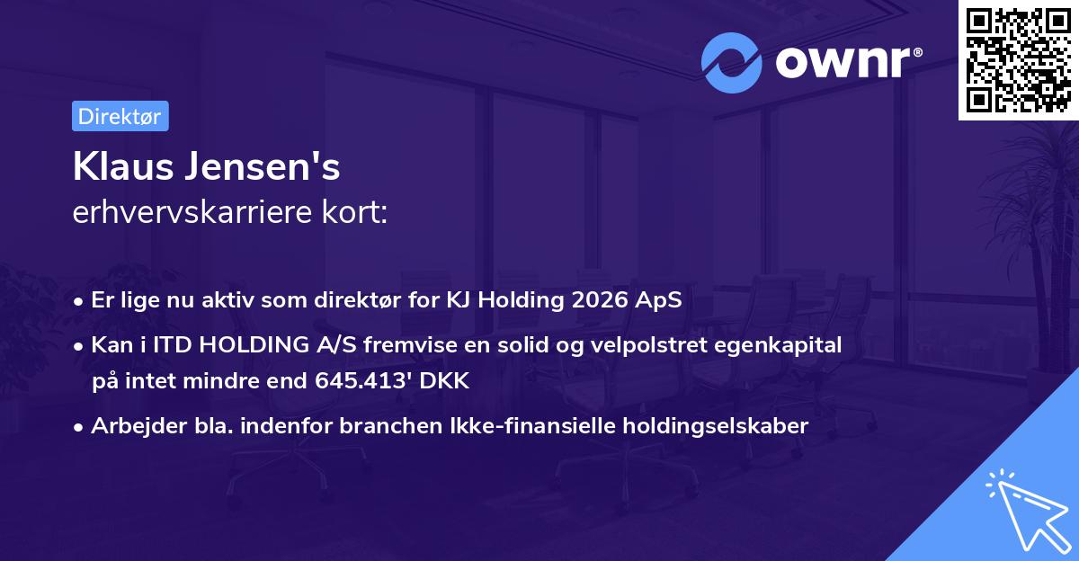 Klaus Jensen's erhvervskarriere kort