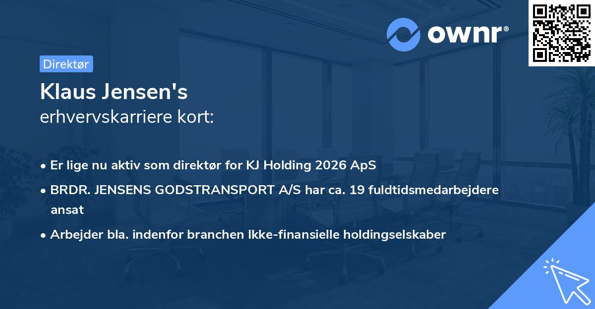 Klaus Jensen's erhvervskarriere kort