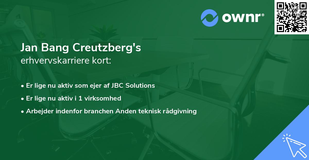 Jan Bang Creutzberg's erhvervskarriere kort