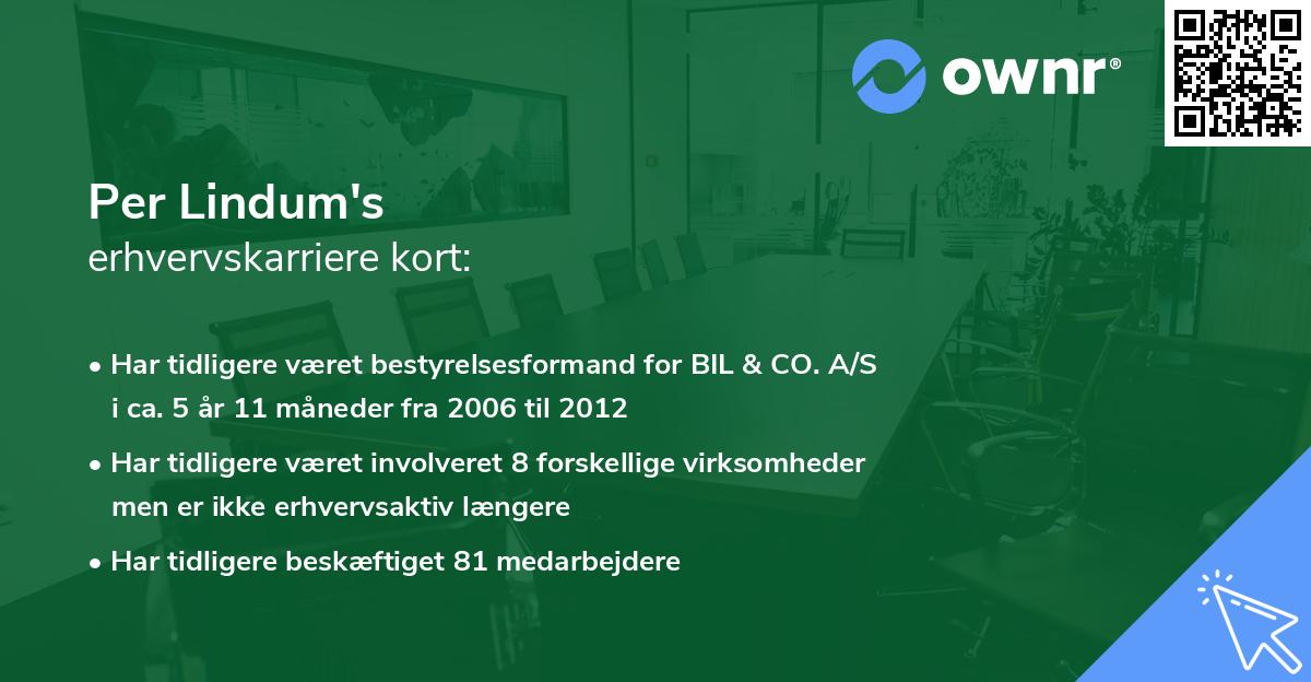 Per Lindum's erhvervskarriere kort