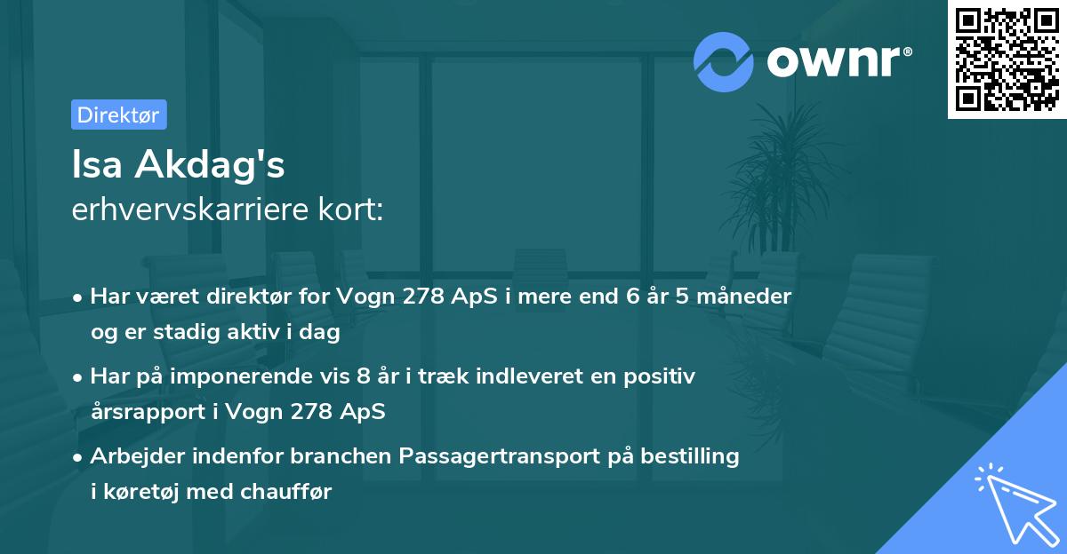 Isa Akdag's erhvervskarriere kort