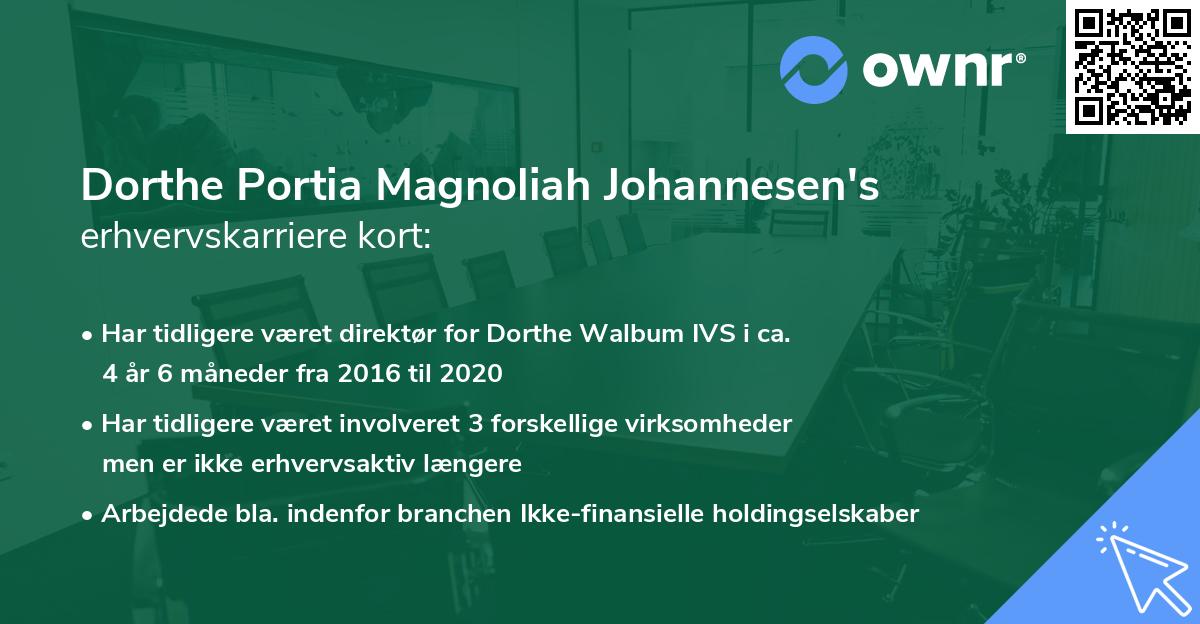 Dorthe Portia Magnoliah Johannesen's erhvervskarriere kort