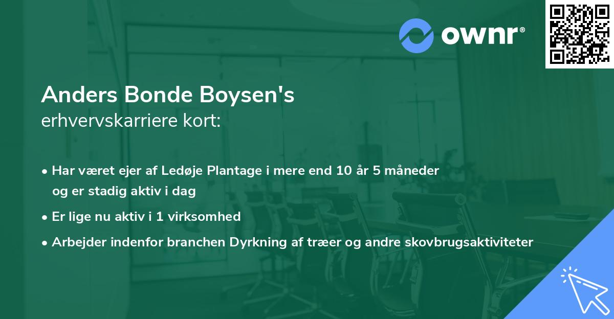 Anders Bonde Boysen's erhvervskarriere kort